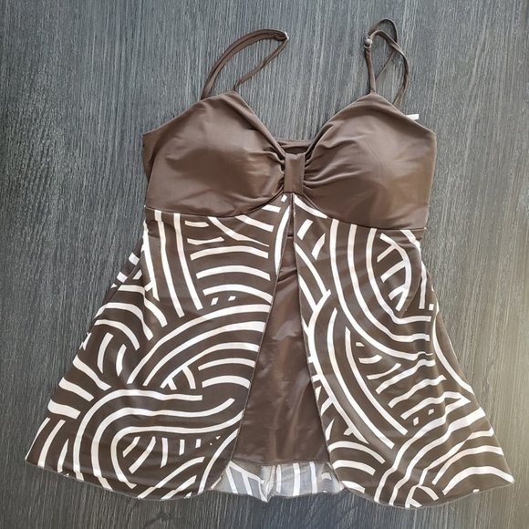 Ladies, George brand, brown/cream, flare top, size Medium - Picture 1 of 1